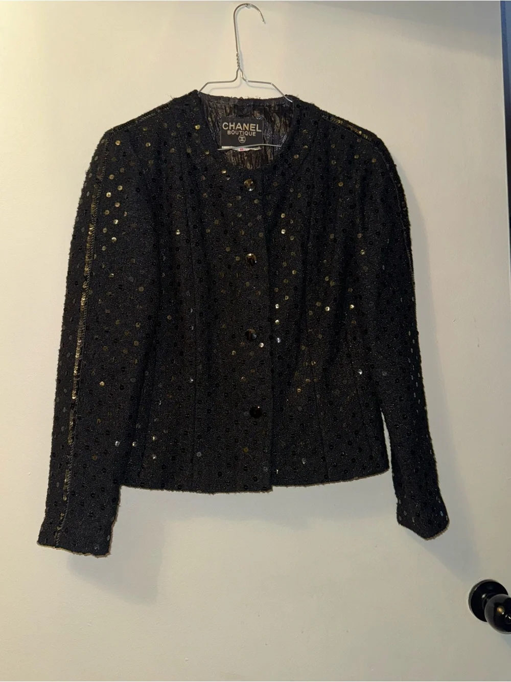 Chanel Suit Black with sequins vintage (2 piece set: jacket and skirt)